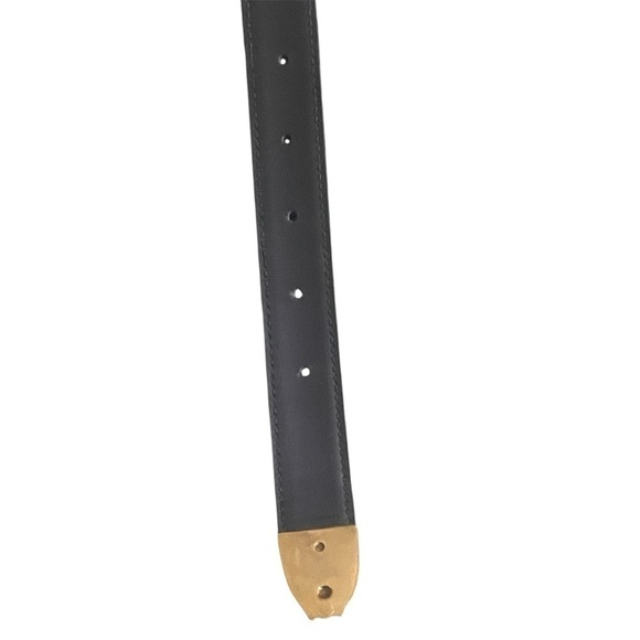 Vintage Luigi Lanatta Black Leather Belt with Gold and Silver Buckle size 34 - Picture 8 of 8